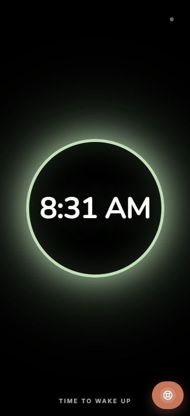 Boundary Clock — a glowing green halo ring reading 8:31 AM, Time to Wake Up